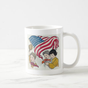 Patriottische vintage Amerikaanse vlag en kinderen Koffiemok