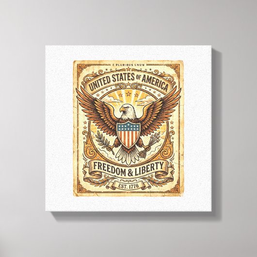 Patriottische vintage Amerikaanse zeearend verslet Canvas Afdruk (Voorkant)