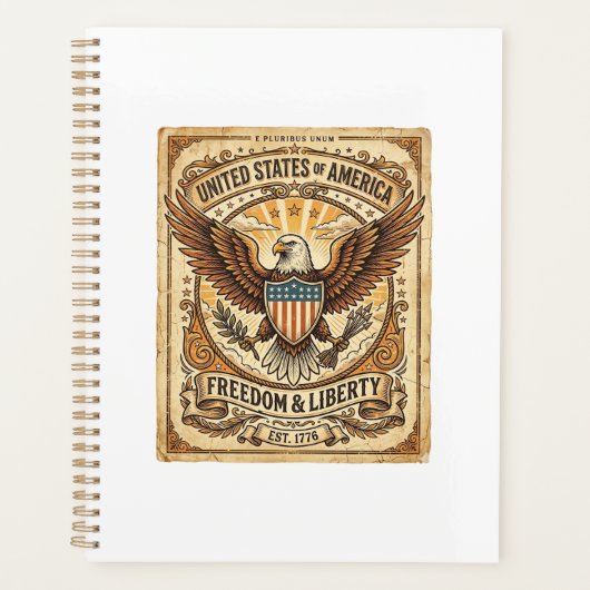 Patriottische vintage Amerikaanse zeearend verslet Planner (Voorkant)
