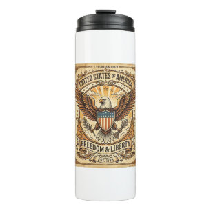 Patriottische vintage Amerikaanse zeearend verslet Thermosbeker