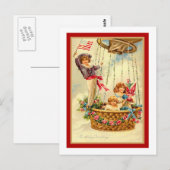 Patriottische Vintage Birthday Greetings Briefkaart (Voorkant / Achterkant)