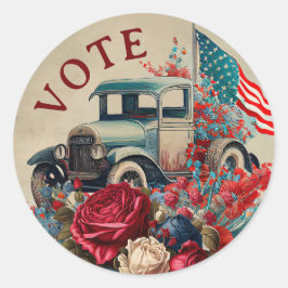 Patriottische Vintage Truck Ronde Sticker