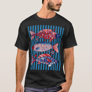 Patriottische Vis met Strepen T-shirt
