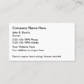 Patriottische Visitekaartjes van elektriciens (Achterkant)
