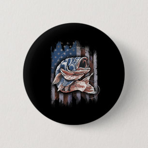 Patriottische Vissen 4 juli Mannen Amerikaanse Vla Ronde Button 5,7 Cm