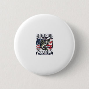 Patriottische Vissen Haak aan vrijheid Vintage Bas Ronde Button 5,7 Cm