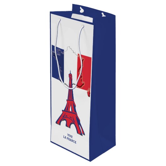 Patriottische Vive La FRANCE Parijs Wijn Cadeautas (Achterkant Gekanteld)