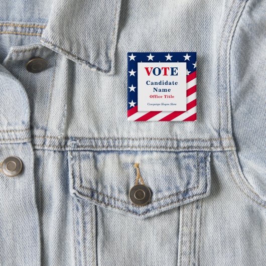 Patriottische vlag Aangepaste verkiezingscampagne  Vierkante Button 5,1 Cm (In situ)