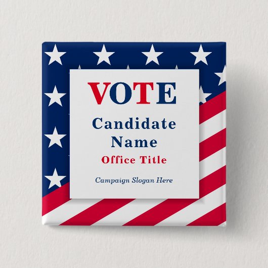 Patriottische vlag Aangepaste verkiezingscampagne  Vierkante Button 5,1 Cm (Voorkant)