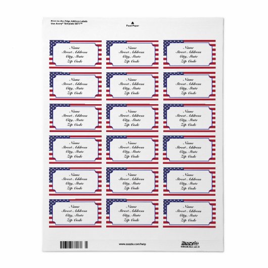 Patriottische vlag Adresetiketten personaliseren Etiket (Full Sheet)