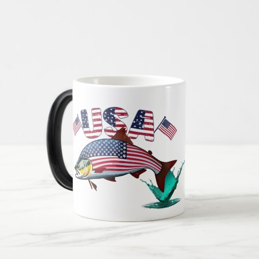 Patriottische vlag bedekte regenboogforel magische mok (Voorkant links)
