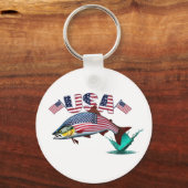 Patriottische vlag bedekte regenboogforel sleutelhanger (Voorkant)