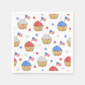 Patriottische Vlag Cupcakes Rood Wit Blauw Ster Servet (Voorkant)