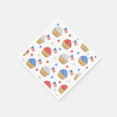 Patriottische Vlag Cupcakes Rood Wit Blauw Ster Servet (Hoek)