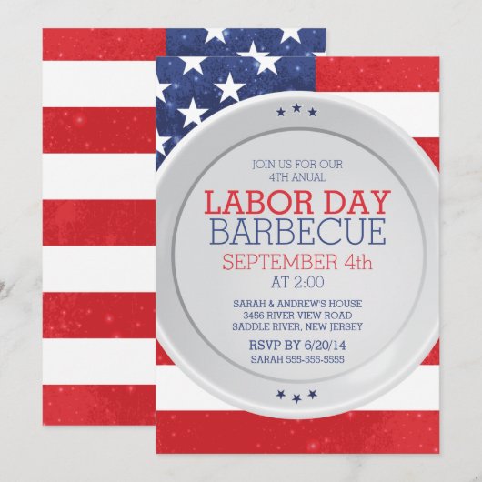 Patriottische vlag Dag van de Arbeid Zomer Barbecu Kaart (Voorkant / Achterkant)