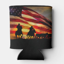 Patriottische vlag en cowboy blikjeskoeler