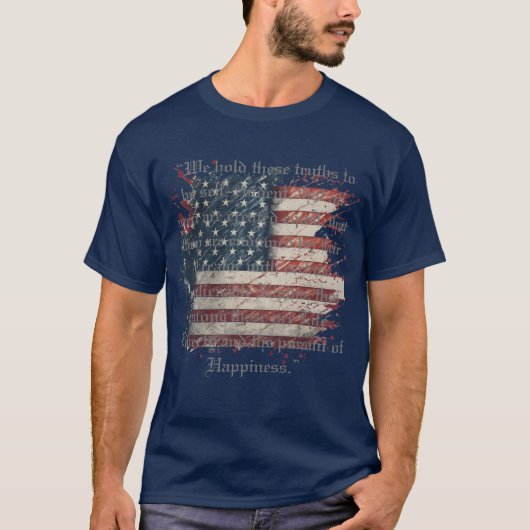 Patriottische vlag en de onafhankelijkheidsverklar t-shirt (Voorkant)