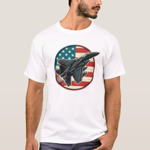 Patriottische Vlag en F-15 Jet T-shirt