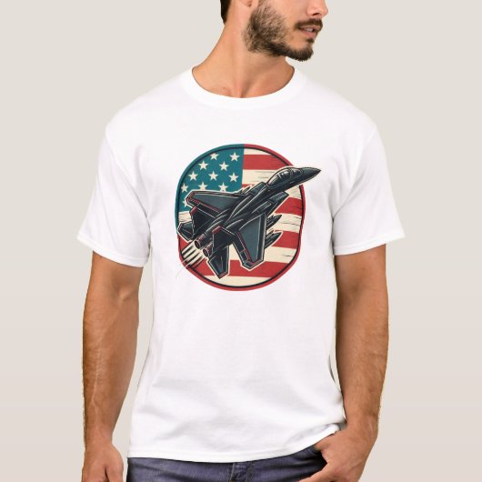 Patriottische Vlag en F-15 Jet T-shirt (Voorkant)