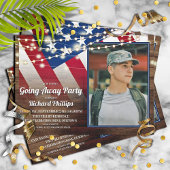 Patriottische vlag en foto's van het leger die weg kaart