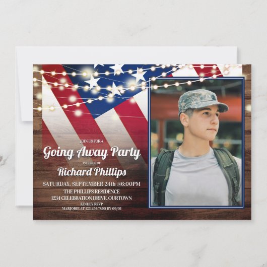 Patriottische vlag en foto's van het leger die weg kaart (Voorkant)