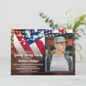 Patriottische vlag en foto's van het leger die weg kaart (Staand voorkant)