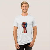 Patriottische vlag en hart Tri-Blend shirt (Voorkant volledig)
