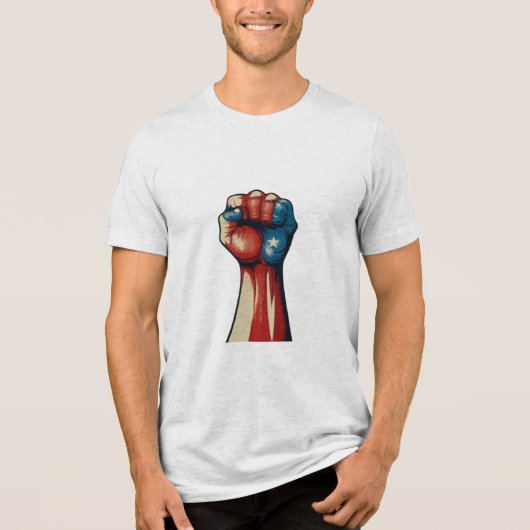 Patriottische vlag en hart Tri-Blend shirt (Voorkant)