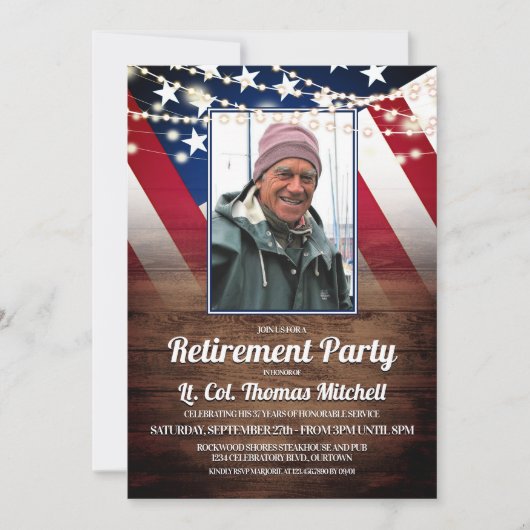 Patriottische vlag en militaire aftredingspartij f kaart (Voorkant)