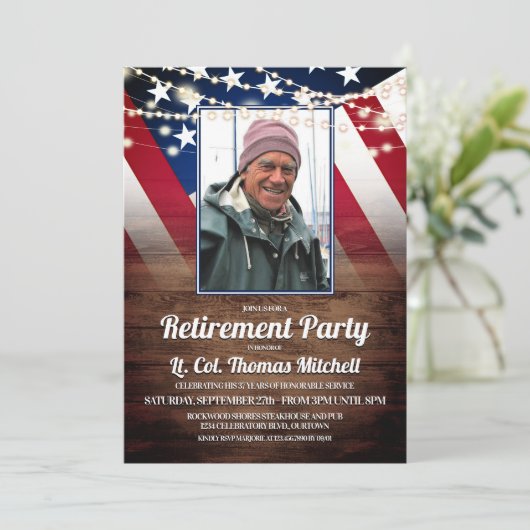 Patriottische vlag en militaire aftredingspartij f kaart (Staand voorkant)