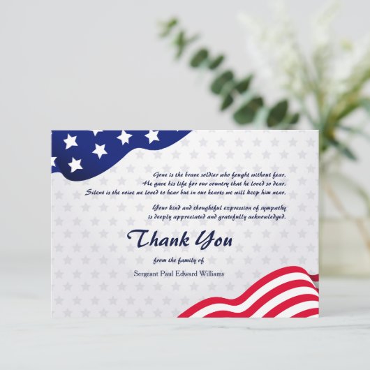 Patriottische vlag Funeral Hartelijk dank Bedankkaart (Staand voorkant)
