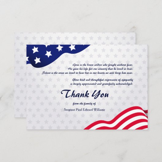 Patriottische vlag Funeral Hartelijk dank Bedankkaart (Voorkant / Achterkant)