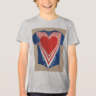 Patriottische Vlag Hand Over Hart – Minimalistisch Tri-Blend Shirt