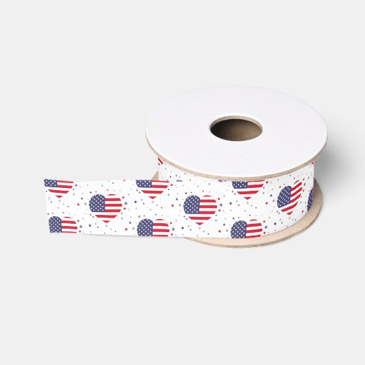 Patriottische Vlag Harten Grosgrain Lint (Spoel)