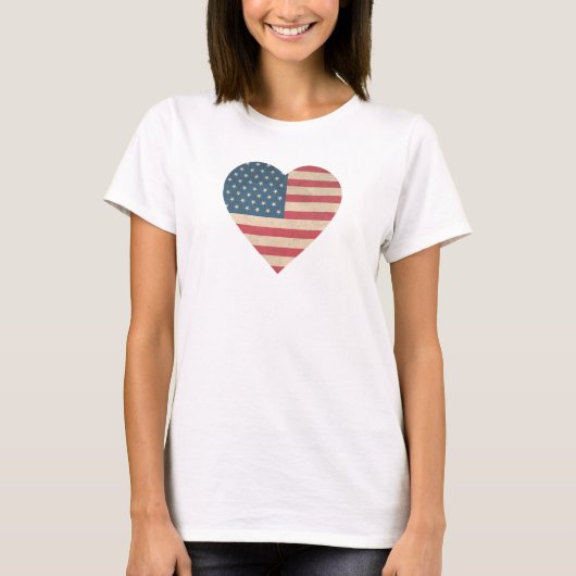 Patriottische vlag Heart Vierde juli T-shirt (Voorkant)