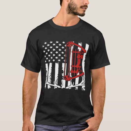 Patriottische vlag jager snijboogschieten Antler T-shirt (Voorkant)
