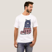 Patriottische Vlag Kat Vintage Gravure Shirt Ontwe (Voorkant volledig)