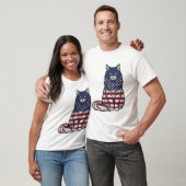 Patriottische Vlag Kat Vintage Gravure Shirt Ontwe (Unisex)