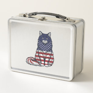 Patriottische Vlag Kat Vintage Gravure Shirt Ontwe
