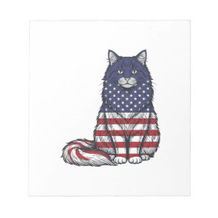 Patriottische Vlag Kat Vintage Gravure Shirt Ontwe Notitieblok