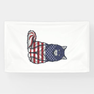 Patriottische Vlag Kat Vintage Gravure Shirt Ontwe Spandoek