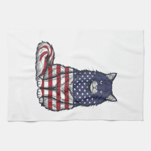 Patriottische Vlag Kat Vintage Gravure Shirt Ontwe Theedoek