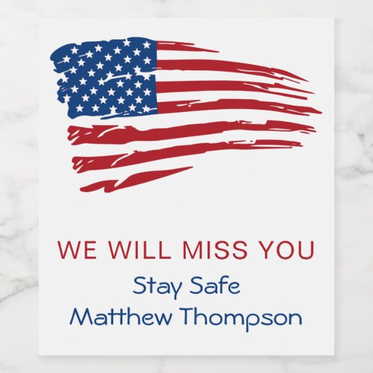 Patriottische Vlag Militaire Soldaat die weggaat P Wijn Etiket (Enkel label)