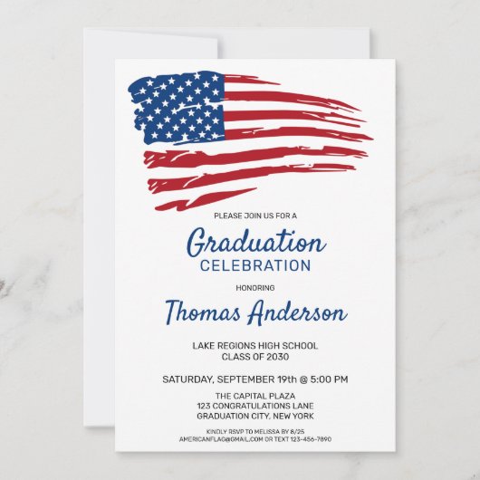 Patriottische vlag Rood wit blauw militair Afstude Kaart (Voorkant)