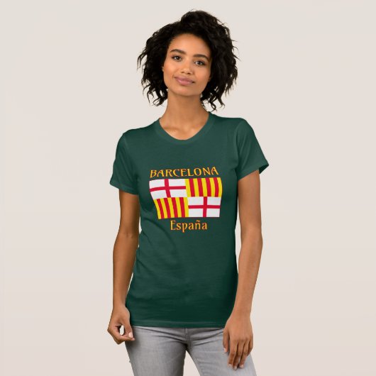 Patriottische Vlag Rood Wit Geel Barcelona T-shirt (Voorkant volledig)