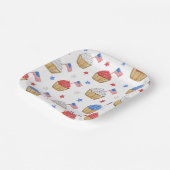Patriottische Vlag Ster Cupcakes Rood Wit Blauw Papieren Bordje (Gebogen)