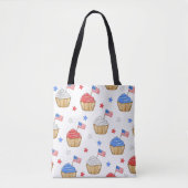 Patriottische Vlag Ster Cupcakes Rood Wit Blauw Tote Bag (Voorkant)