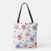 Patriottische Vlag Ster Cupcakes Rood Wit Blauw Tote Bag (Achterkant)