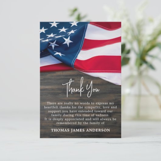 Patriottische vlag Sympathie militair veteraan beg Bedankkaart (Staand voorkant)