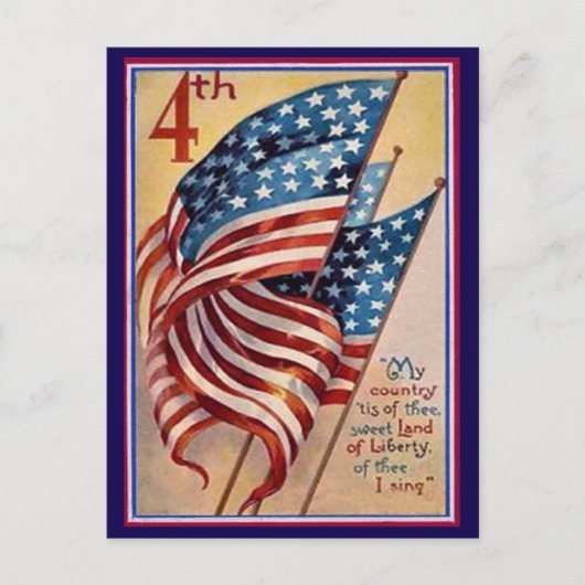 Patriottische Vlag van 4 juli Briefkaart (Voorkant)
